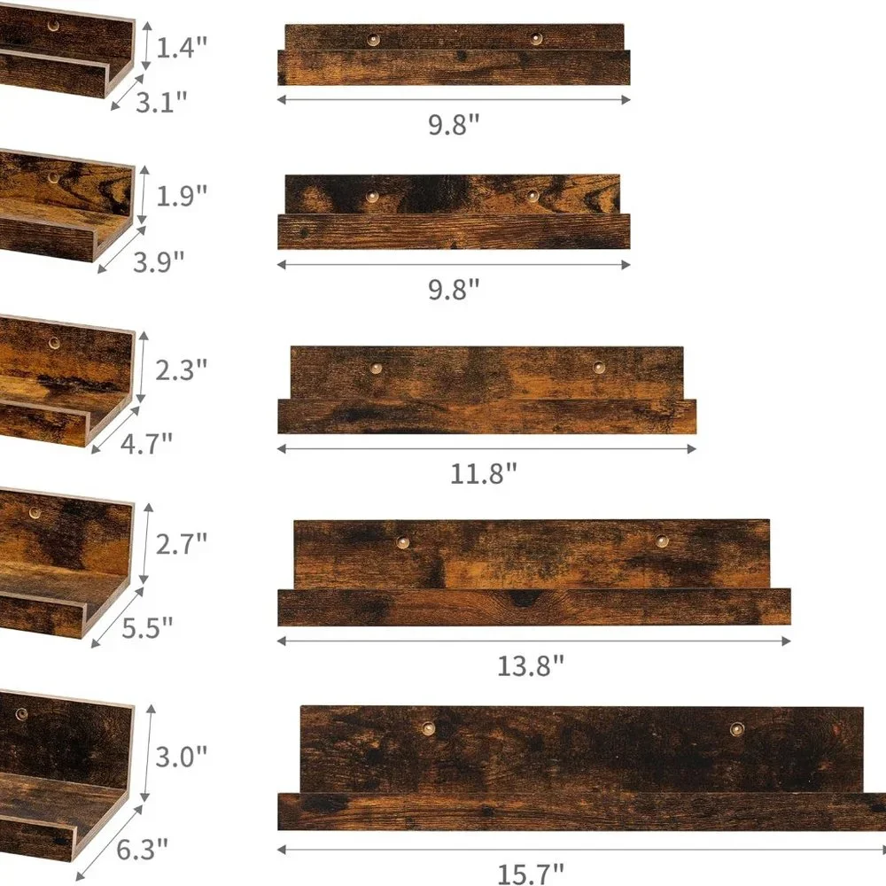 Home Floating Shelves for Wall Decor Storage, Wall Shelves Set of 5, Wall Mounte